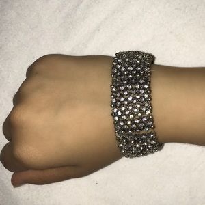 Silver Rhinestone Crystal Jewel Encrusted Bracelet